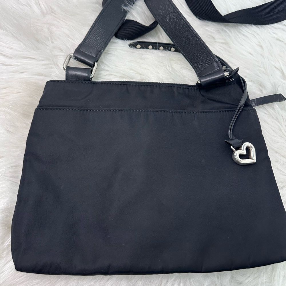 BRIGHTON Black Nylon Crossbody Bag with Silver Accents - Picture 4 of 12